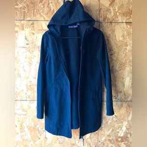 Mens Free Tech Large zip up hooded black light weight coat